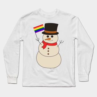 Gay pride Snowman. Merry Christmas celebration. Long Sleeve T-Shirt